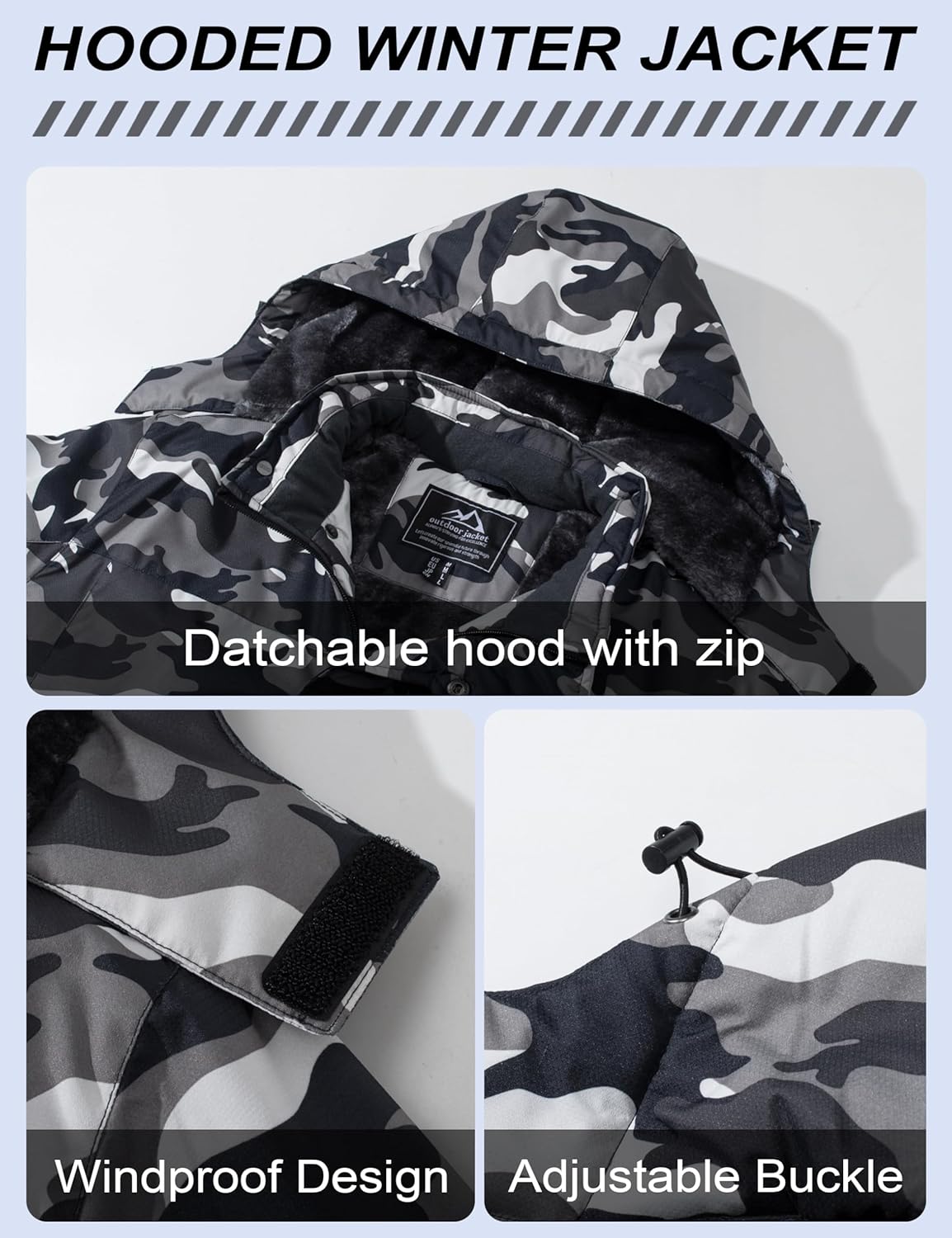 MAGCOMSEN Men’s Winter Coats Ski Snow Water Resistant Jacket Warm Fleece Parka Raincoats with Hood for Hiking Work