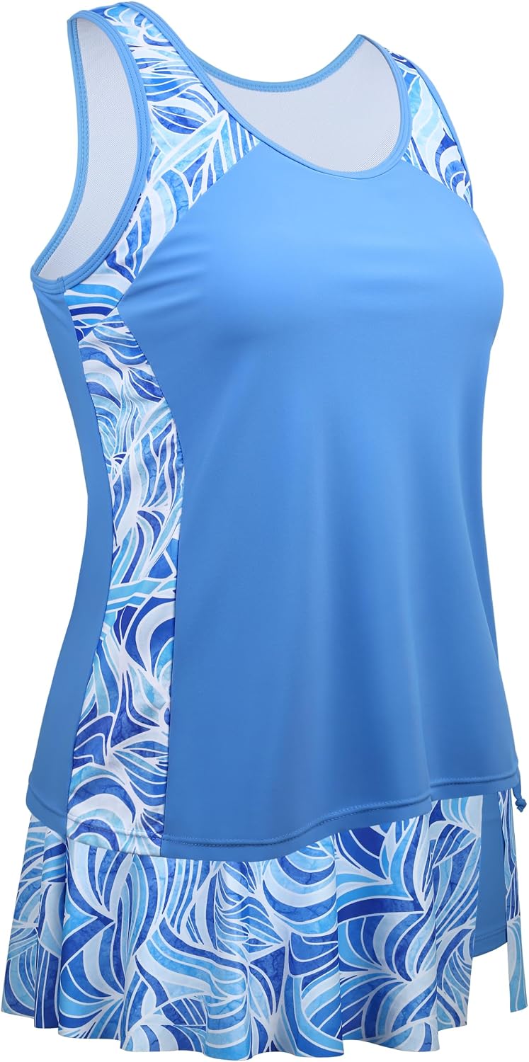 Firpearl Women's Tankini Swimsuits Tummy Control Two Piece Bathing Suits Modest Swim Tank Top with Skirt Bottom 2026