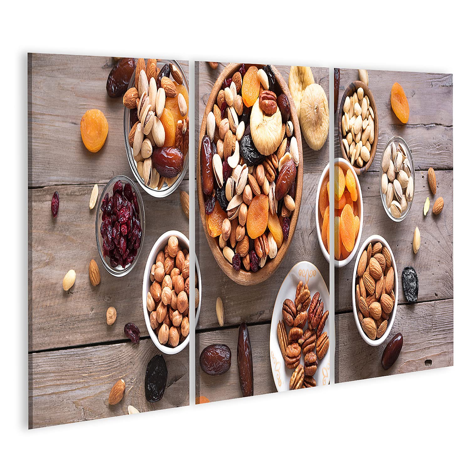 islandburner Prime Image sur toile - Noix mélangées - Fruits secs - Bol en bois - Fond - Images murales