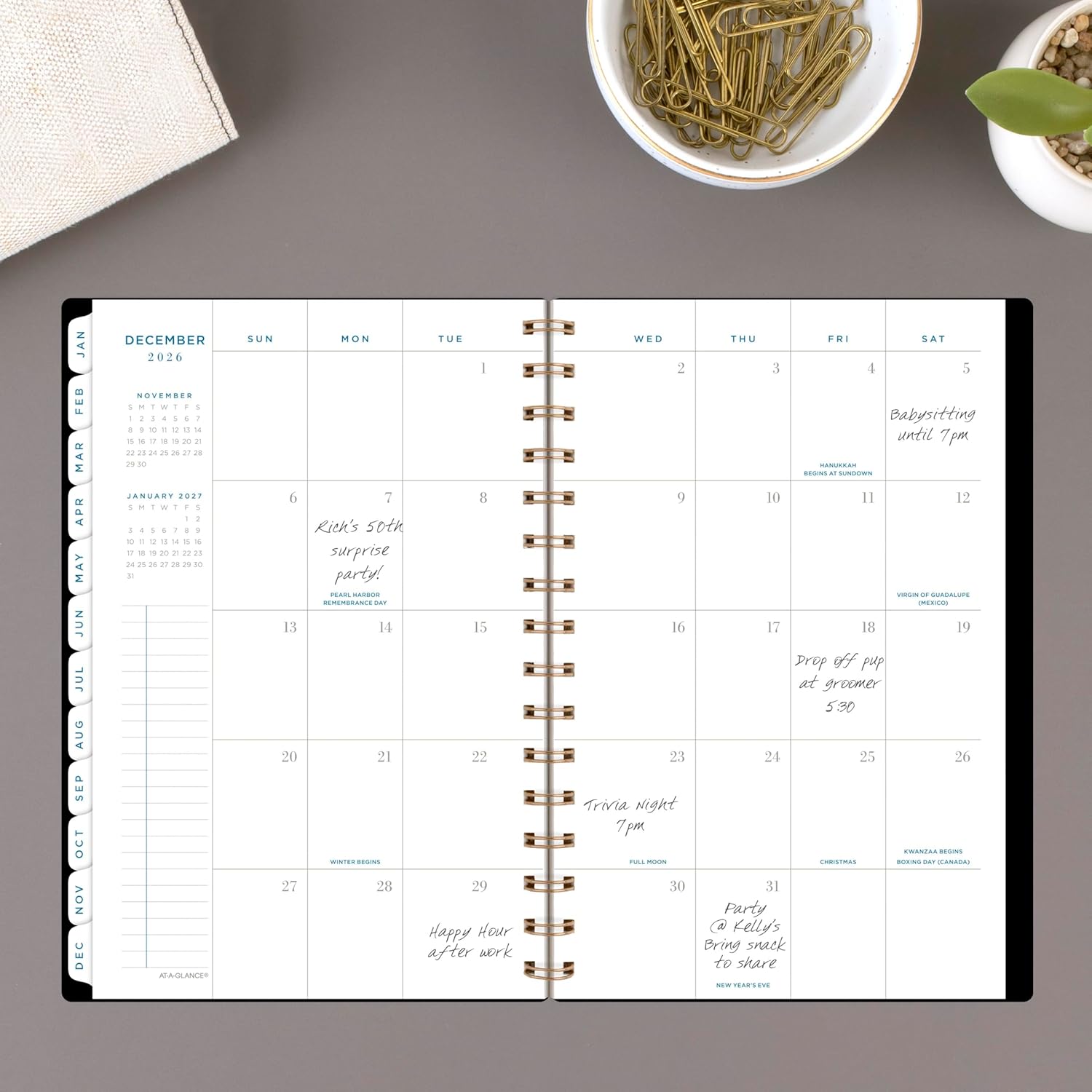 AT-A-GLANCE 2026 Planner, Weekly & Monthly, 5.5" x 8.5", Small, Signature Lite, Black (YP200L0526)