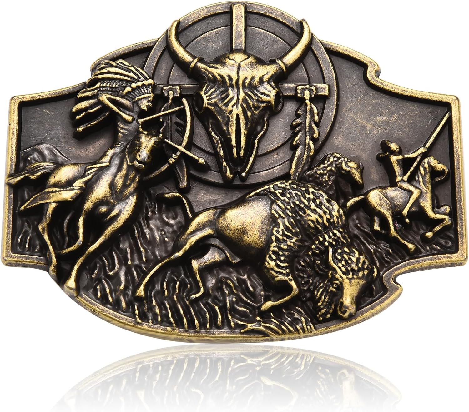 Western Cowboy Belt Buckle for Men Vintage Wolf Howl Bull Elk Deer Eagle Antique Belt Buckle for Women Girl Boys