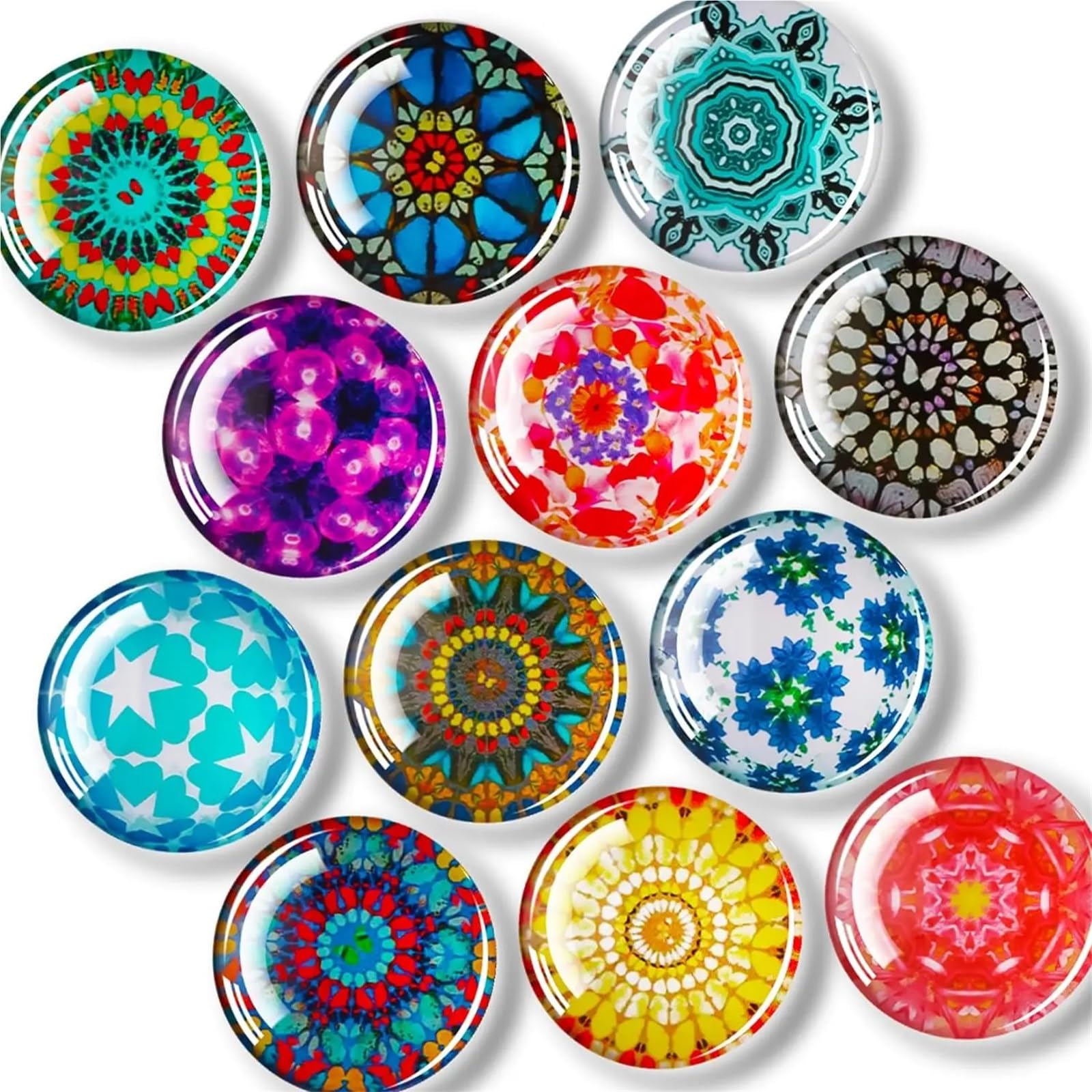 Fridge Magnets 12Pcs Glass Fridge Magnets Sticker, Strong Refrigerator Heavy Duty For Whiteboard, Classroom, Kitchen, Home(Color-01)