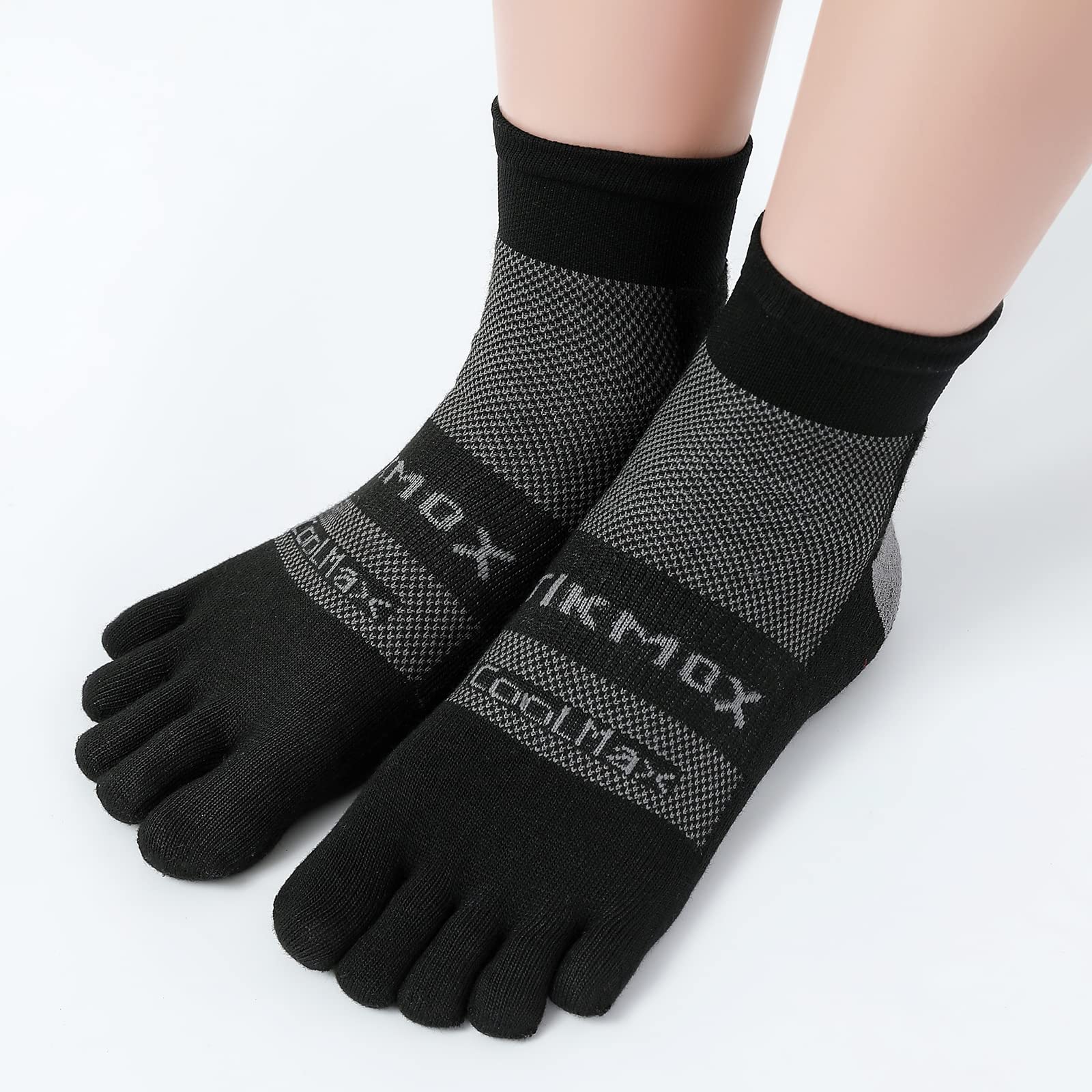 Calzini da uomo donna Coolmax nero alla caviglia/quarto/equipaggio calzini sportivi per corsa escursionismo, Calzino lungo 3 paia, Medium