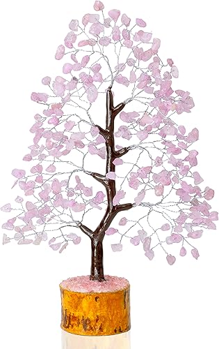 Árbol de cuarzo rosa, árbol de cristal, árbol de piedras preciosas, hecho a mano, Feng Shui, decoración de chakras, piedra curativa rosa para chakra