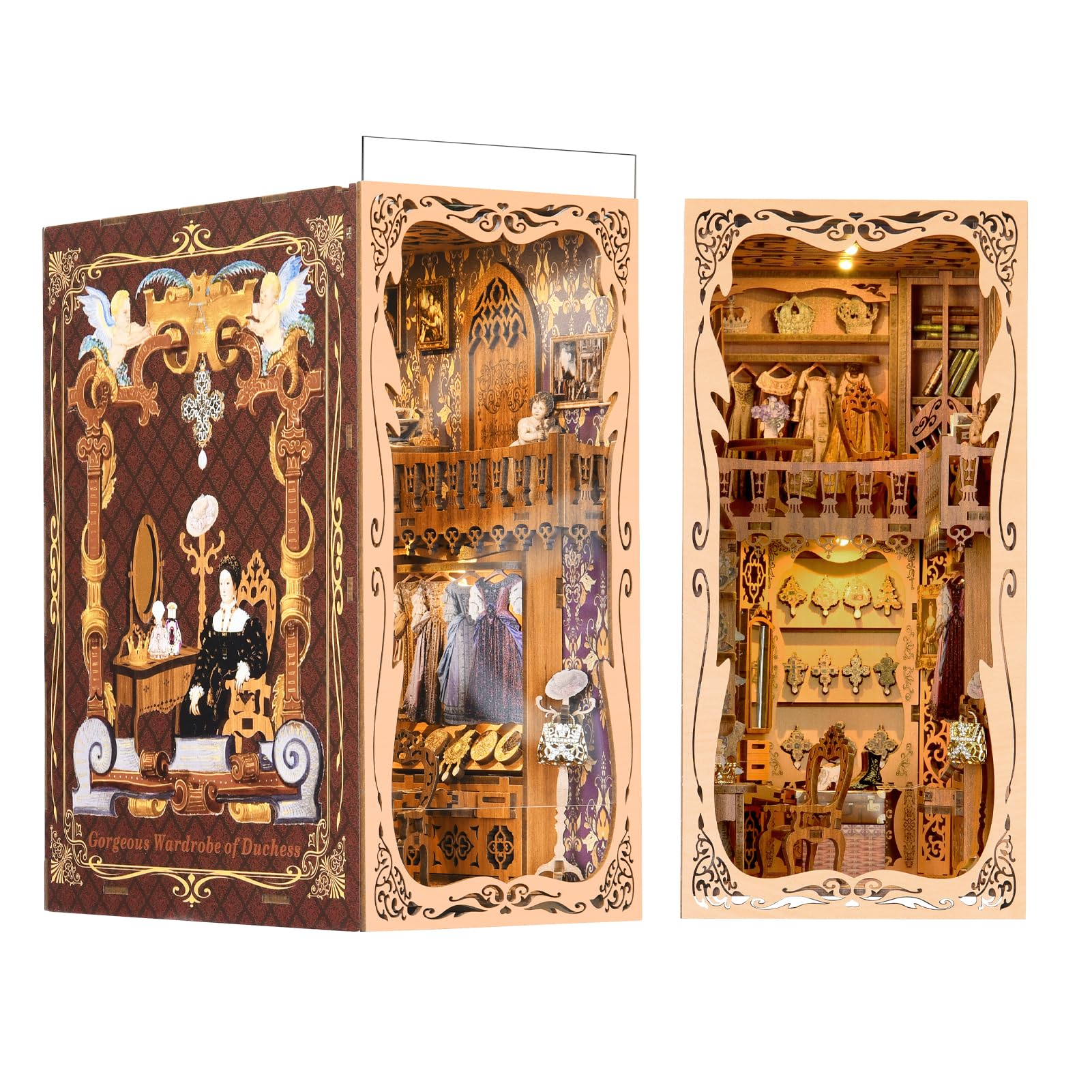 MiniCity Book Nook Kit, DIY Miniatur-Puppenhaus Booknook Kit, 3D Holzpuzzle Bücherregal-Einsatz Dekor für Jugendliche und Erwachsene (Duchess's Cloakroom)