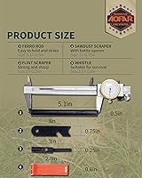 Vista 2 de AOFAR Arrancador de incendios, varillas de ferrocerio AF-376 (Ferro), kit de inicio de incendios con dos herramientas múltiples, silbato