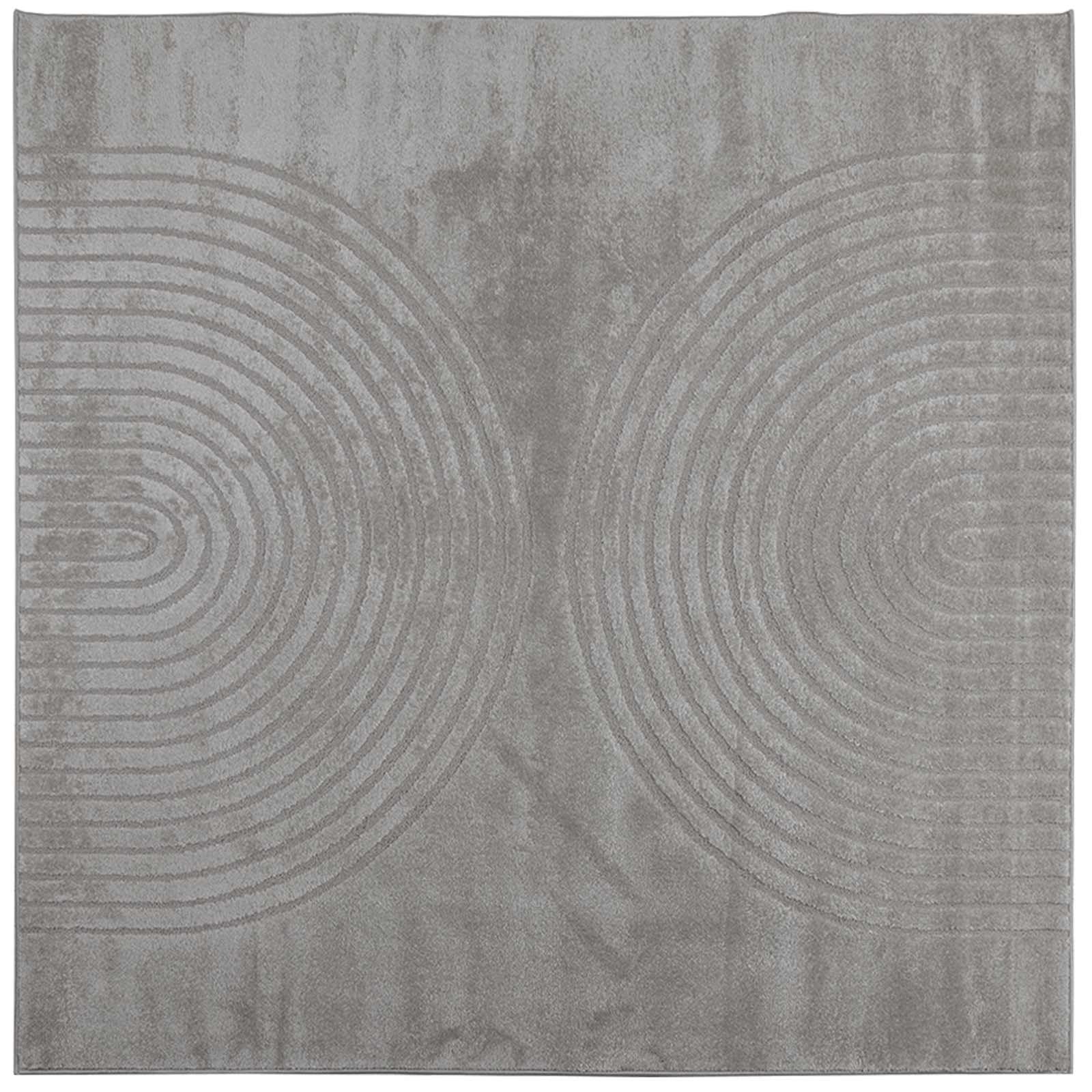Tapis de salon carré gris Galati en polyester doux haut de gamme