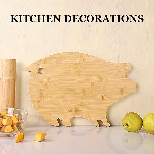 Miniatura 4 de Tabla de charcutería divertida en forma de cerdo, bonita tabla de queso, tabla de servir para niños, tabla de cortar de bambú con forma de animal