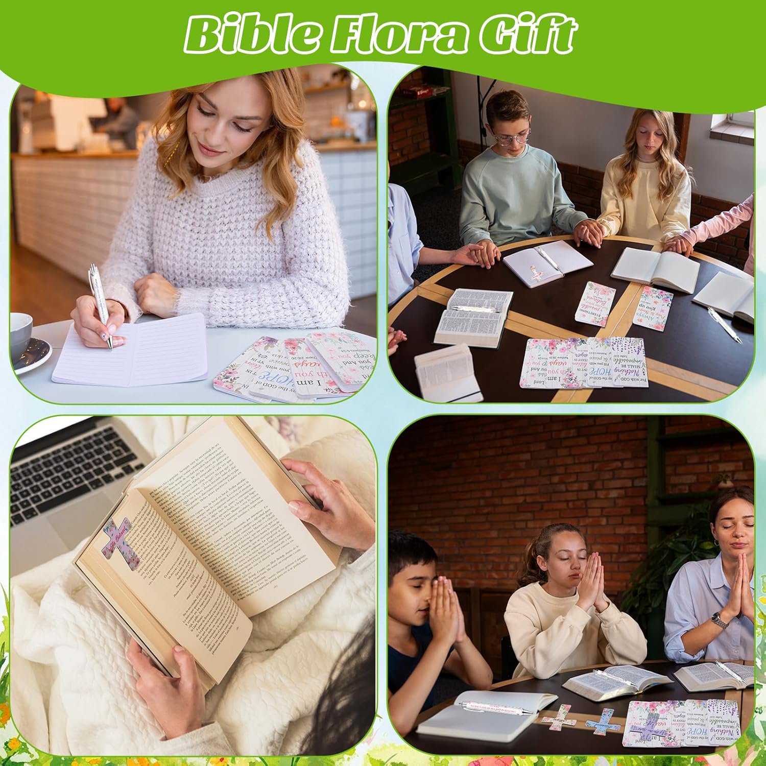 48 Pcs Flower Bible Verse Ballpoint Pens Notebooks Set Christian Gifts Bulk for Women Men Religious Notepad Ink Pen Cross Bookmarks Church Party Favors for Colleague Coworker Office School Supplies - Image 7