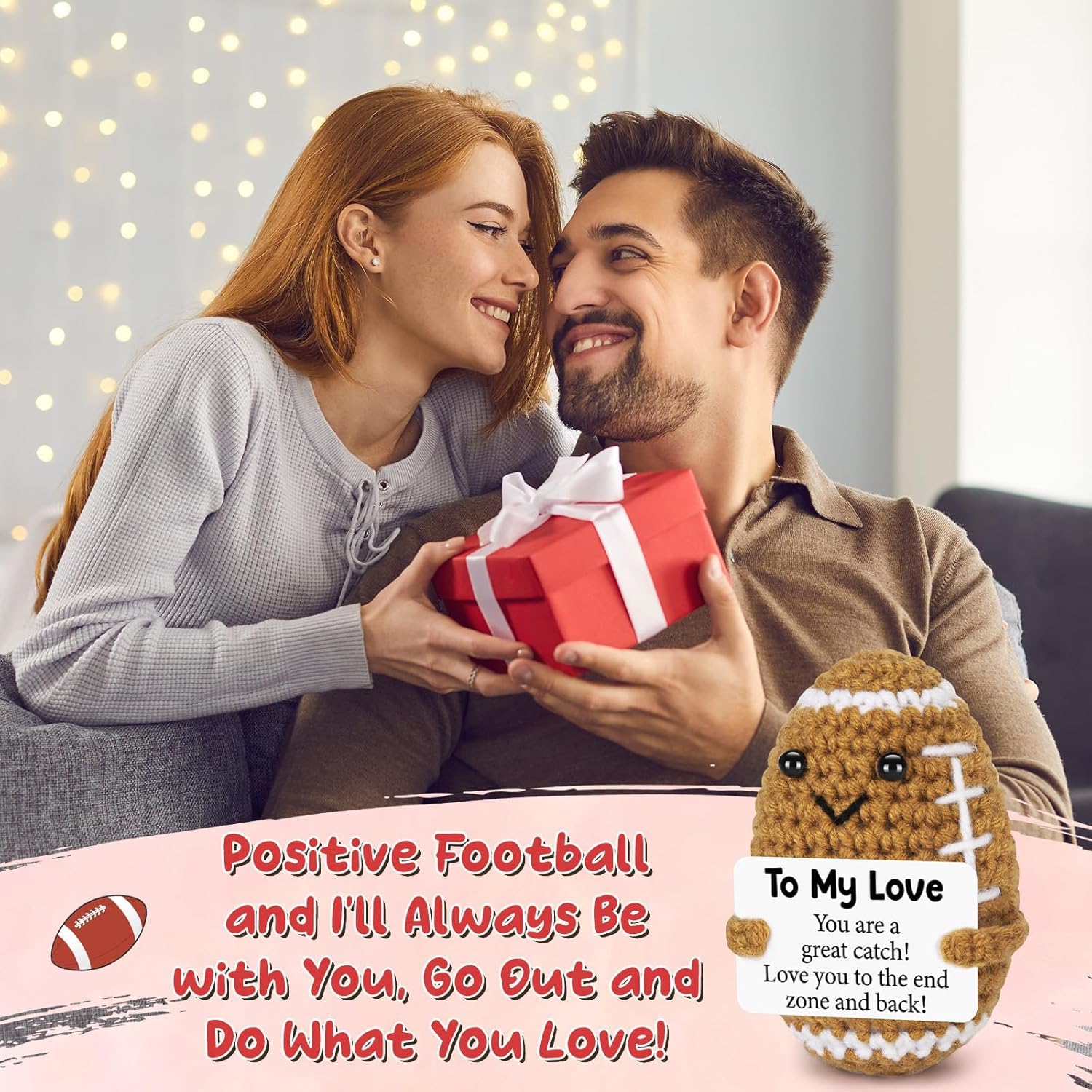 ALUNME To My Love Gifts for Him Her Boyfriend Girlfriend To My Love Handmade Emotional Crochet Rugby Football - Image 2