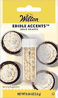 Wilton Heart Edible Accents, Shimmering Gold Cake Decorations for Cupcak...