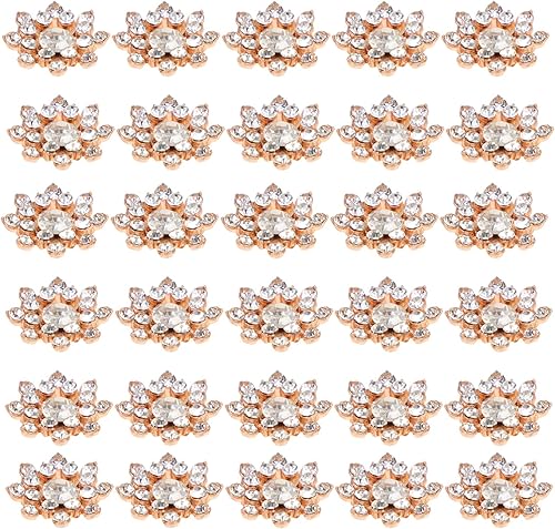 Miniatura 2 de Botones de copo de nieve de Navidad, botones de diamantes de imitación de perlas, botones de flores con parte trasera plana, botones de perlas para