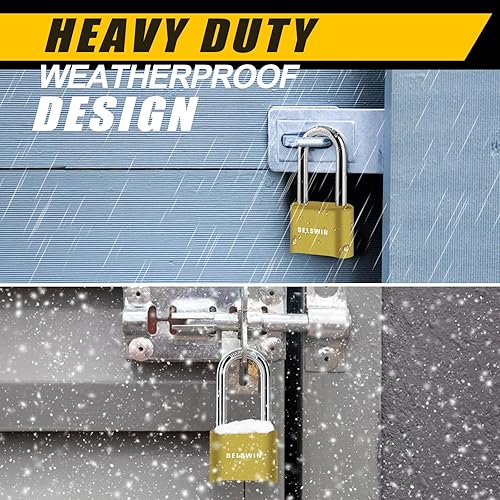 Miniatura 3 de DELSWIN Candado de combinación para exteriores, resistente a la intemperie, 4 dígitos de 2.5 pulgadas de largo, candado de combinación para puerta,