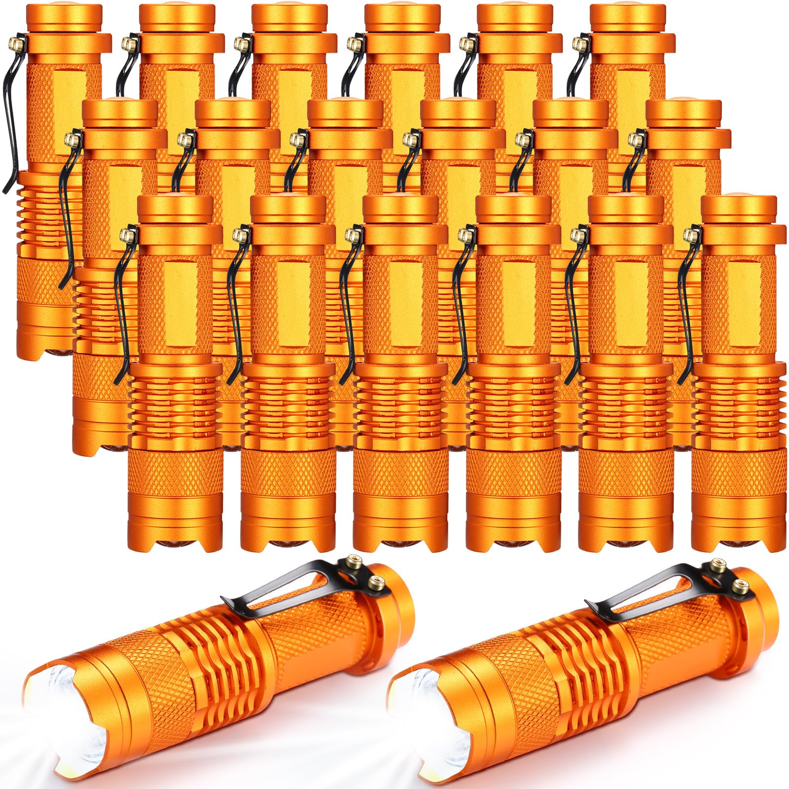 Fumete 20 Pieces LED Flashlight Mini 3 Mode Tactical Torch Small Water Resistant Pocket Flash Light Adjustable Focus Light Pen for Men, Father, Indoor