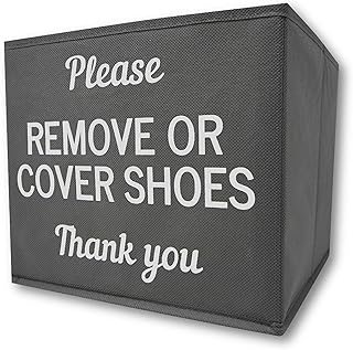 Shoe Cover Box | Disposable Shoe Bootie Holder For Realtor Listings and Open Houses | Please Cover or Remove Shoes Bin | Shoe Bootie Box (Grey)