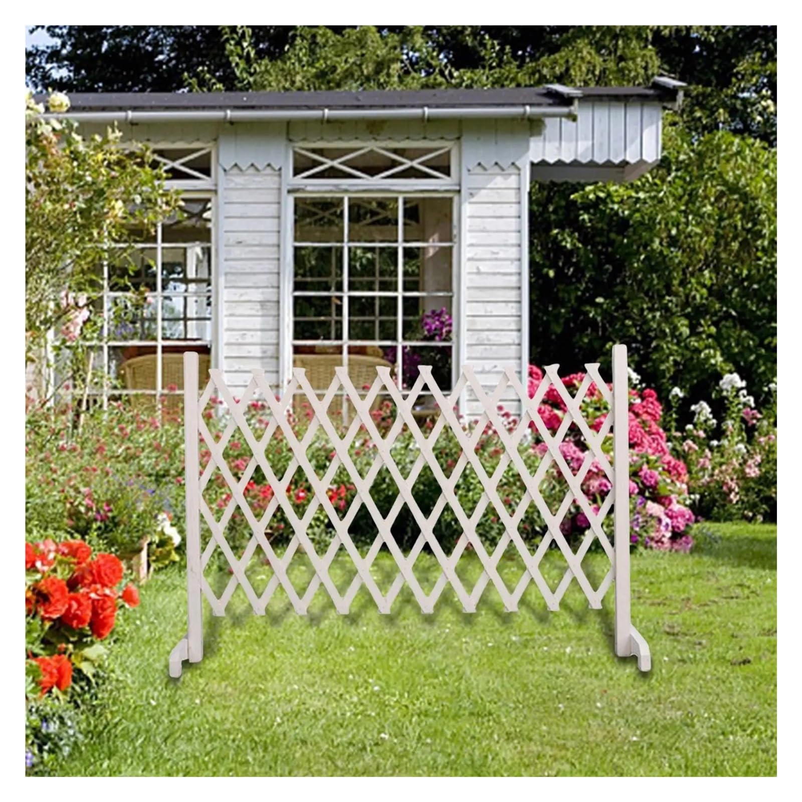 Wood Expanding Fence Wood Pet Isolation Gate Expandable Garden Door For Small Puppy Medium Dogs Outdoor Indoor Use Telescopic Adjustable(170cmx70cm White)