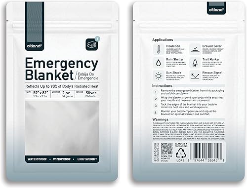 Miniatura 2 de Altland Paquete de 100 mantas de emergencia, mantas reflectantes de calor a granel para kits de supervivencia en invierno, preparación para