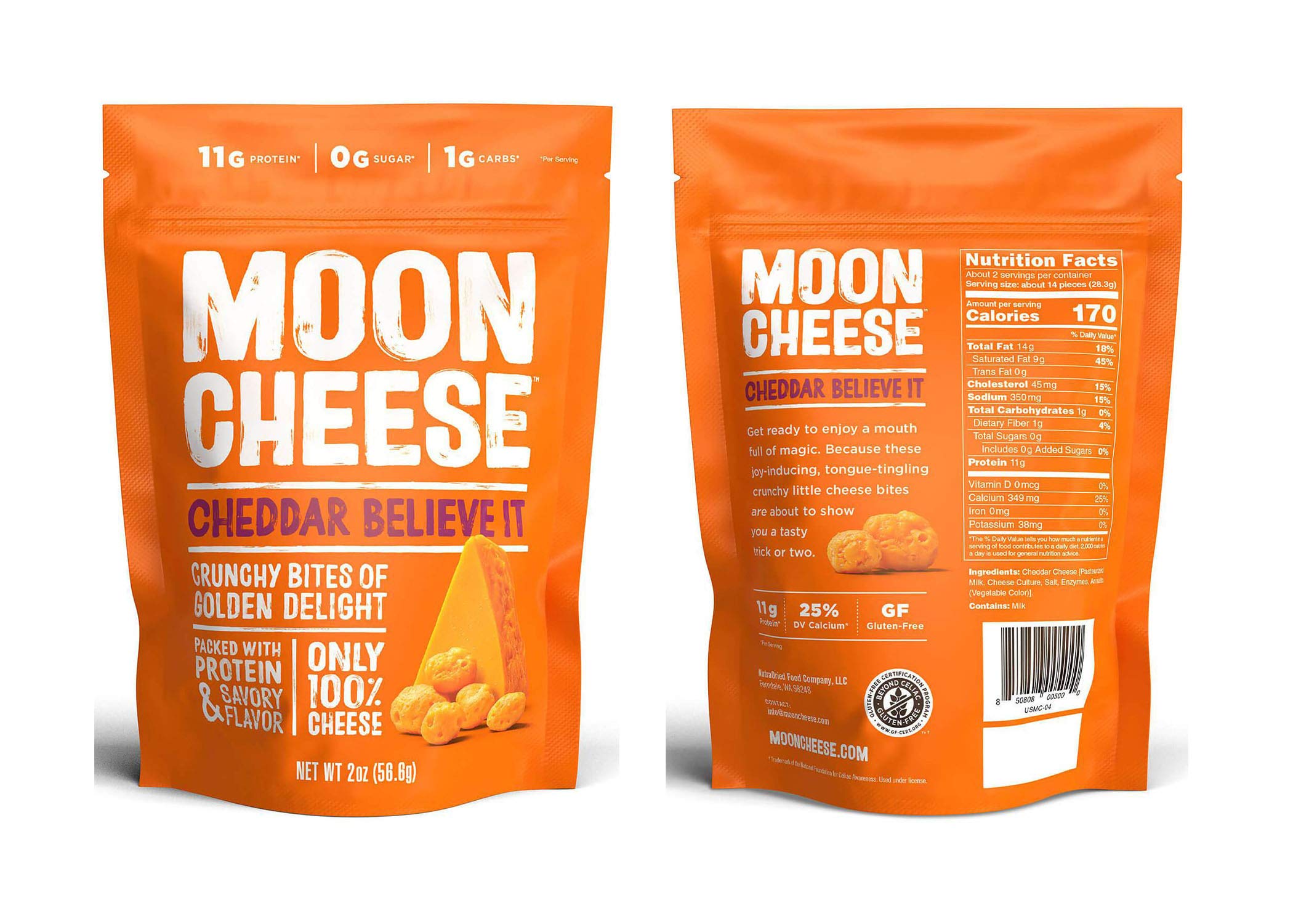 Moon Cheese, 100 Cheese, Lowcarb 2 oz, KetoFriendly, high protein