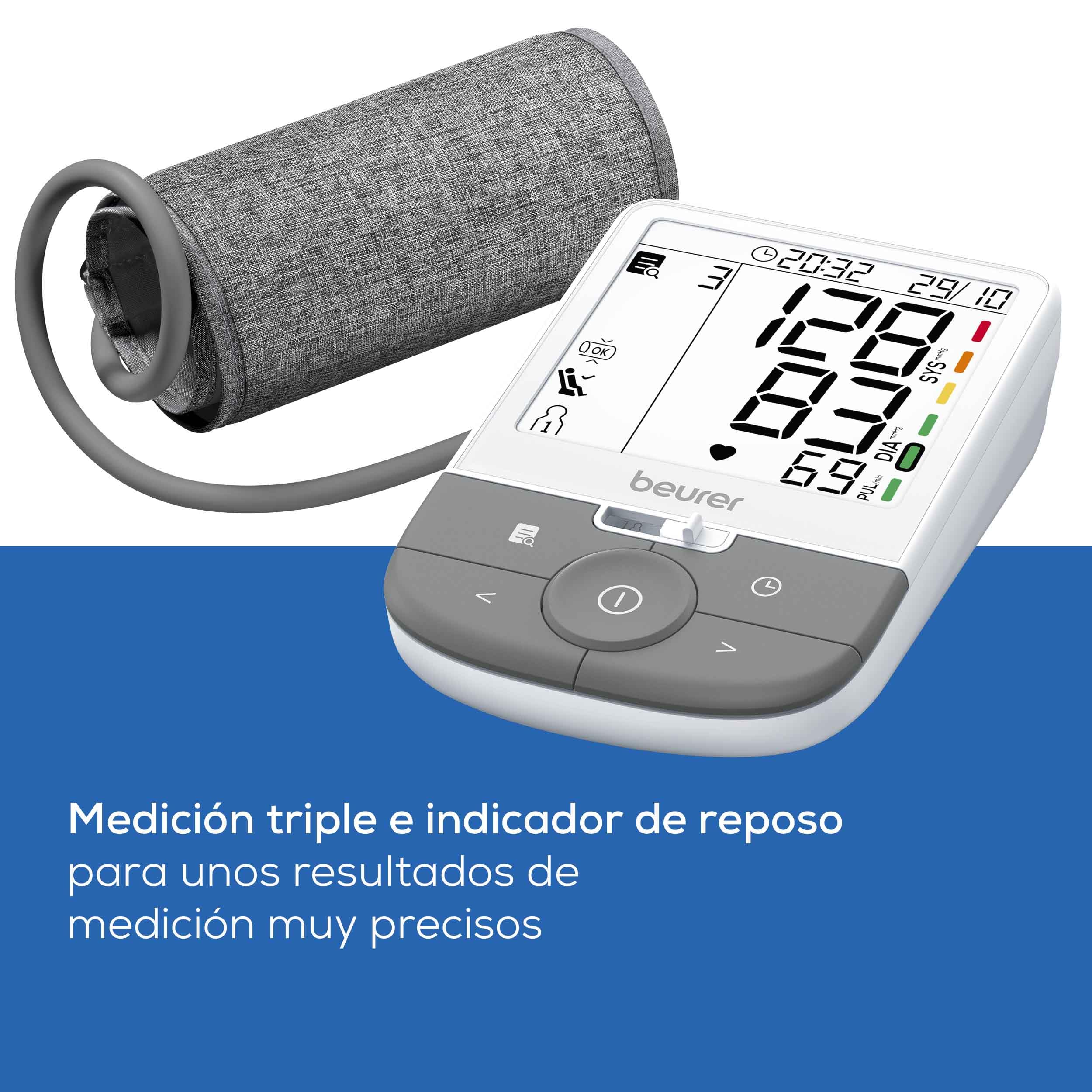 Beurer BM 53 Tensiómetro de brazo, fabricado en Europa, clínicamente validado, detección de AFib, indicador de riesgo, brazo 22-42 cm, transferencia de datos a Apple Health