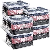 Vista 9 de Hoolerry 6 bolsas de almacenamiento para suéteres, bolsas de almacenamiento de ropa de PVC transparente con cremallera y etiqueta para mantas, ropa