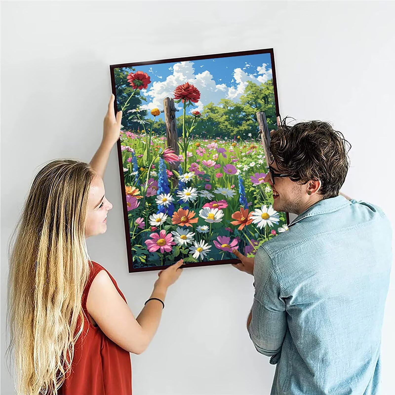 数字油絵 花, オレンジ ペイントバイナンバー 子供用 大人用 初心者