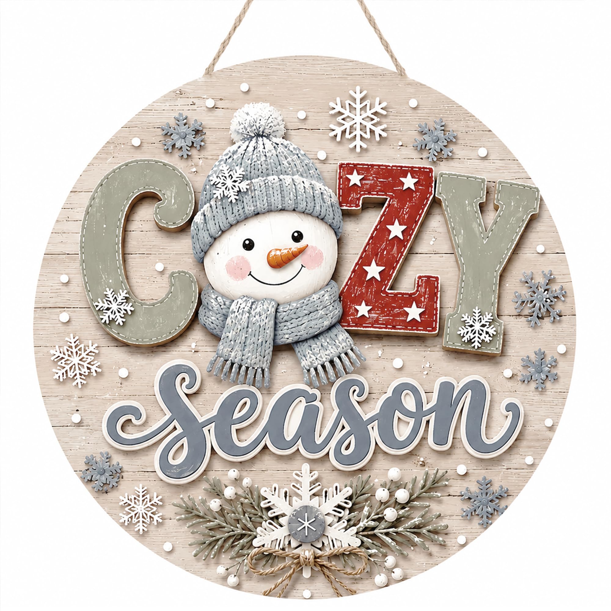 Winter Decorations - 2D Printed Flat Cozy Season Door Sign for Front Door