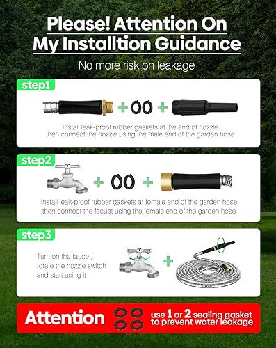 Miniatura 8 de Manguera de jardín de metal corta de 15 pies, adaptador de extensión de manguera pequeña de acero inoxidable para carrete de manguera, tubo de agua