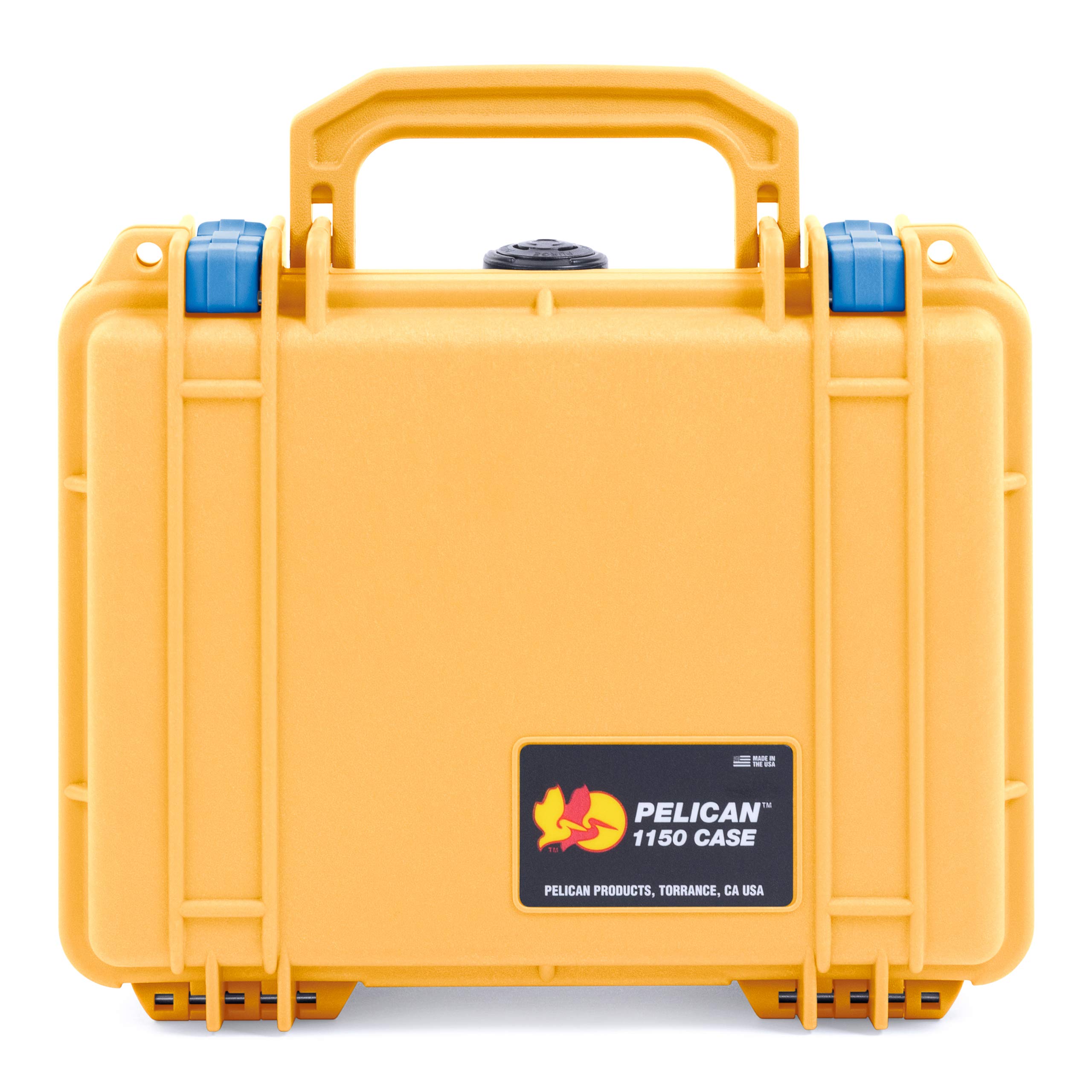 Pelican 1150 Case, Yellow with Blue Latches, None (Case Only)