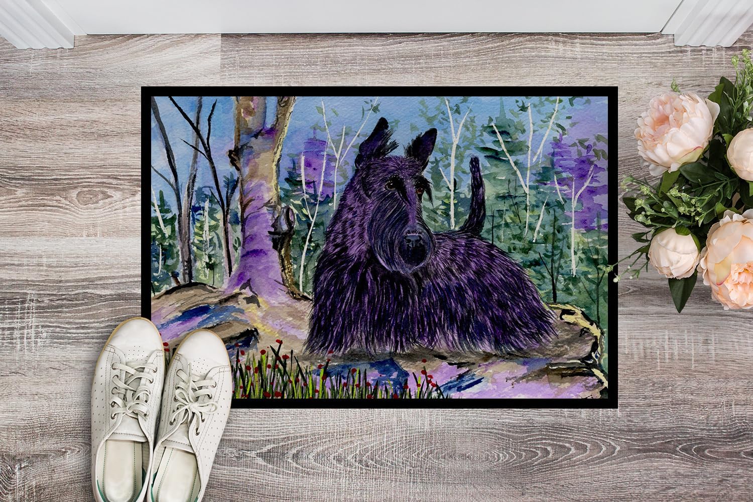 Caroline's Treasures SS8666MAT Scottish Terrier Doormat 18x27 Front Door Mat Indoor Outdoor Rugs for Entryway, Non Slip Washable Low Pile, 18H X 27W