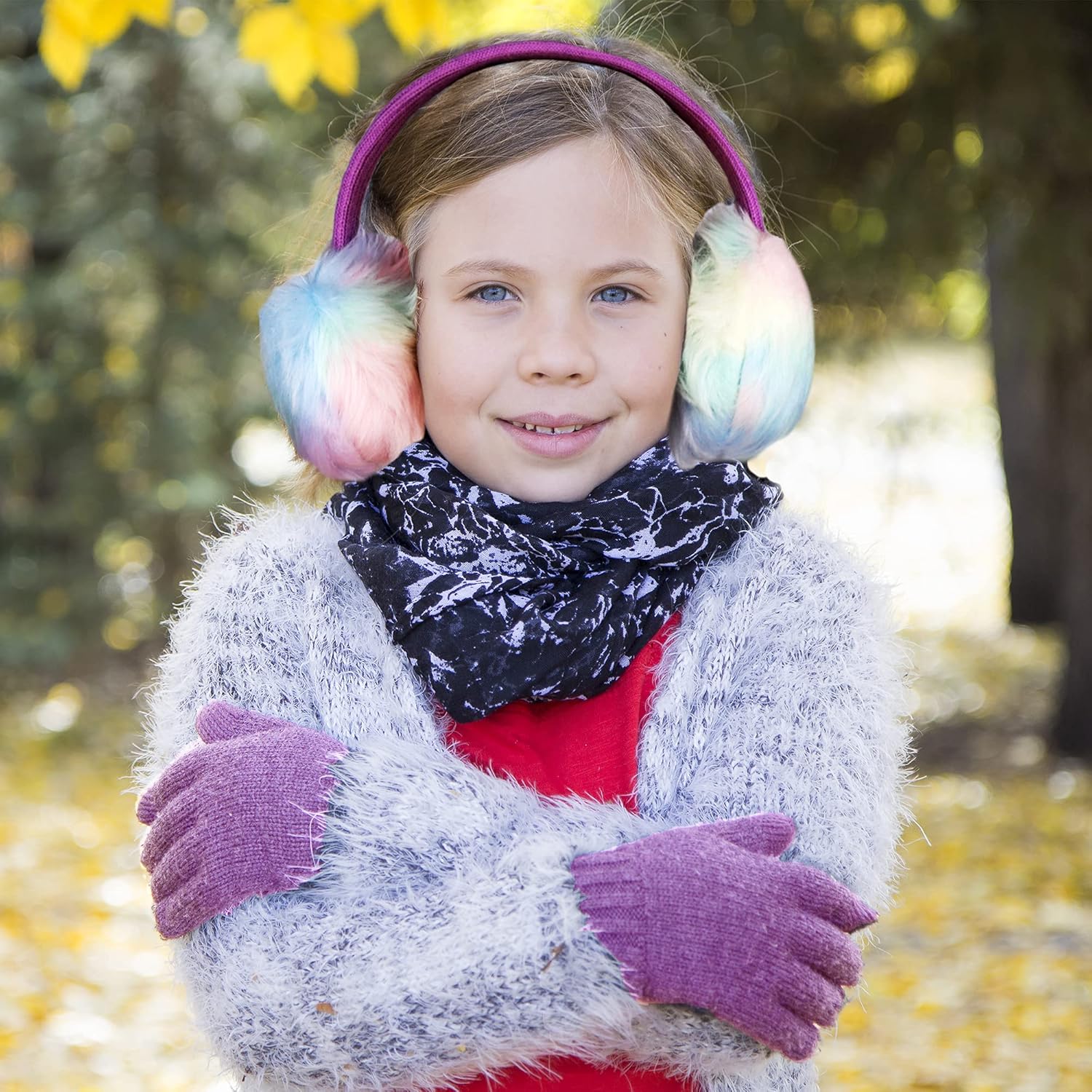 PEAK 2 PEAK Girls Earmuff and Convertible Fingerless Gloves Cold Weather Set - Image 5