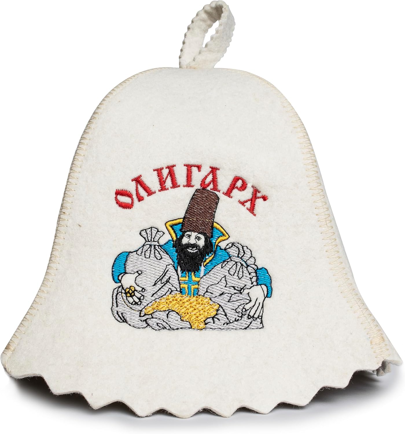ASKOLD Wool Sauna Hat Russian Embroidery Oligarch + Don’t Worry in Life