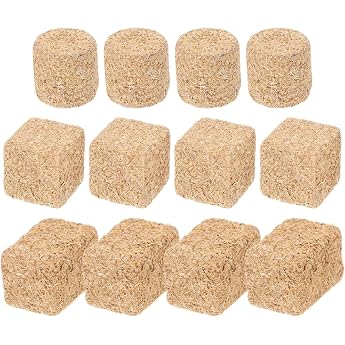 Hanabass Pack of 12 Miniature Haystack Mini Hay Bales Made of Plastic Haystack Decoration for Dollhouse Model Making and Miniature Landscape as a Prop for Autumn Harvest Table Scene and Garden