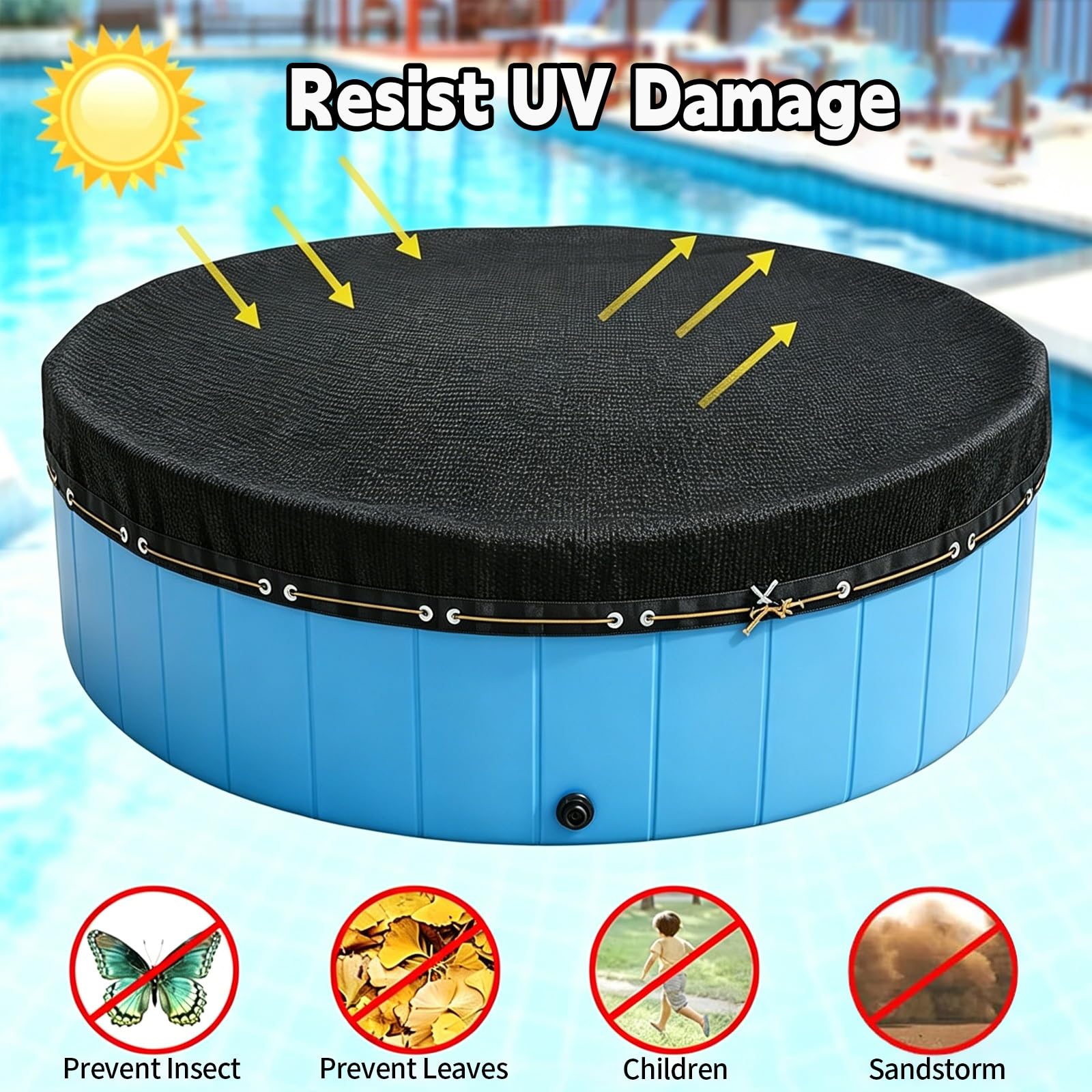 Cubierta redonda para piscina, antihojas y protección solar, se adapta a piscinas sobre el suelo de 7,5 m de diámetro, diseño apto para perros y niños, ideal para uso en exteriores, resistente a la