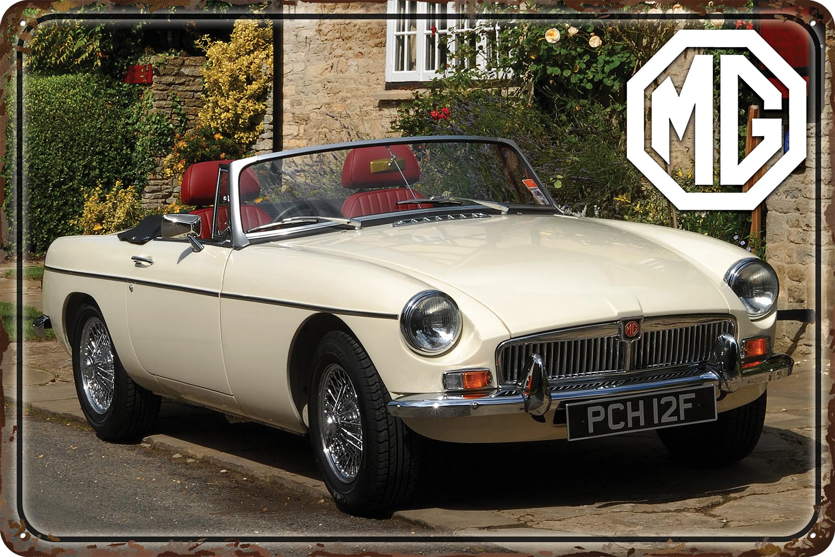Luckylinde Mgb V3 Retro Tin Sign Suitable For Mg Oldtimer Fans And Lovers, Workshop And Garages Sign, 20 X 30 Cm