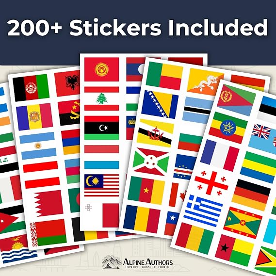 World Travel Tracker Passport Mark 193 Countries Visited with Flag Stickers Pocket-Sized Scratch Off Map Alternative, Travel Journal, and Gift for Travelers