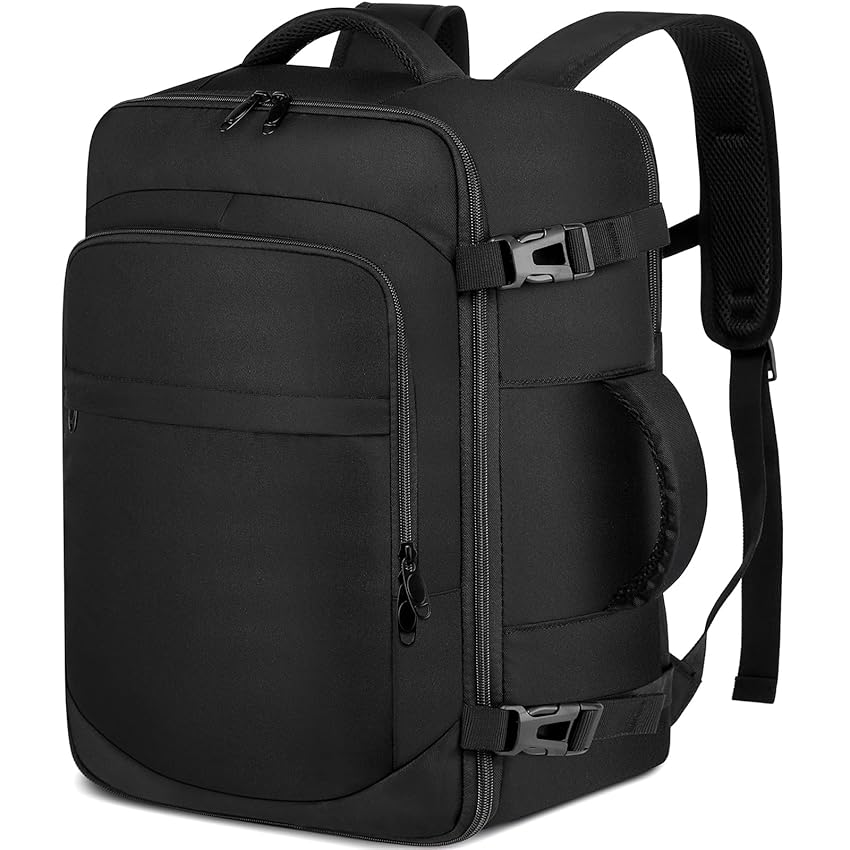 ENZOSUM Bagaglio a Mano 45x36x20 per Easyjet Zaino da Viaggio Aereo 30L Borsa da Cabina per Voli Il Sedile Zaino Porta PC 15.6 Pollici Uomo Donna per Scuola Trekking Lavoro,Nero