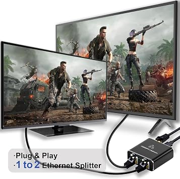 Gigabit Ethernet Splitter 1 to 2 High Speed(2 Devices Simultaneously Networking),1000Mbps Internet Splitters 1 in 2 out, LAN Splitter with USB Power Cable, RJ45 Splitters for Cat5/5e/6/7/8 Cable