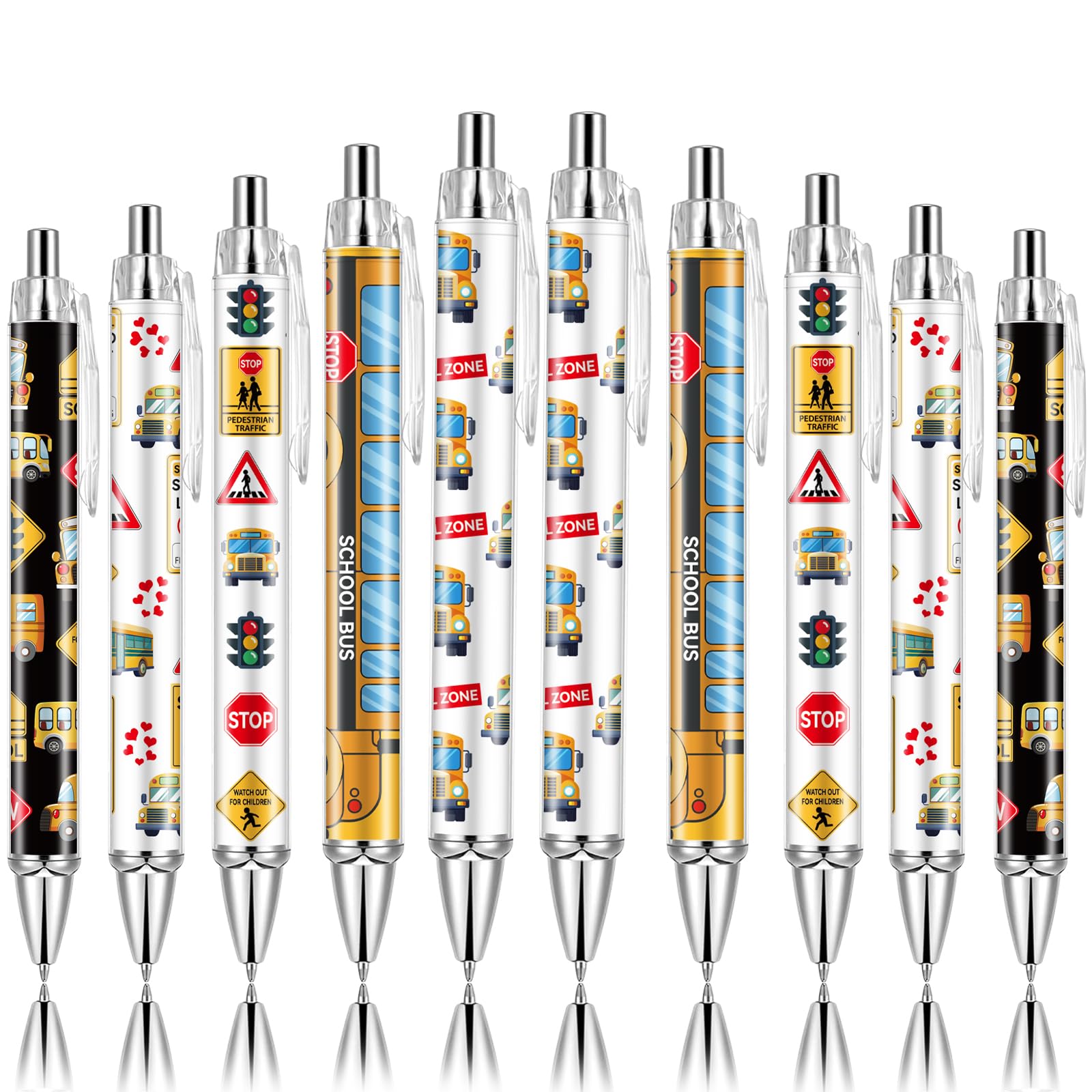 Lebsitey 10 PCS School Bus Pens Bulk, Bus Driver Appreciation Gifts Pens Accessories Teachers Pen Thank You Work Ballpoint Pens Thanksgiving Christmas