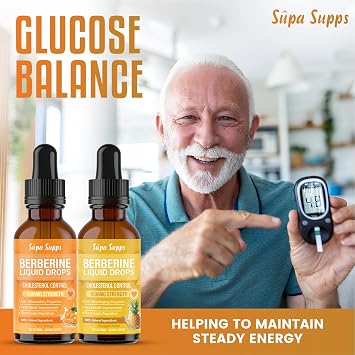 Berberine Liquid 60ml - High Strength Berberine HCl 54000mg Per Bottle, 1500mg Per Serving - Fast Absorbing Berberine Drops - Natural Pineapple + Orange Flavour - 2 Month Supply