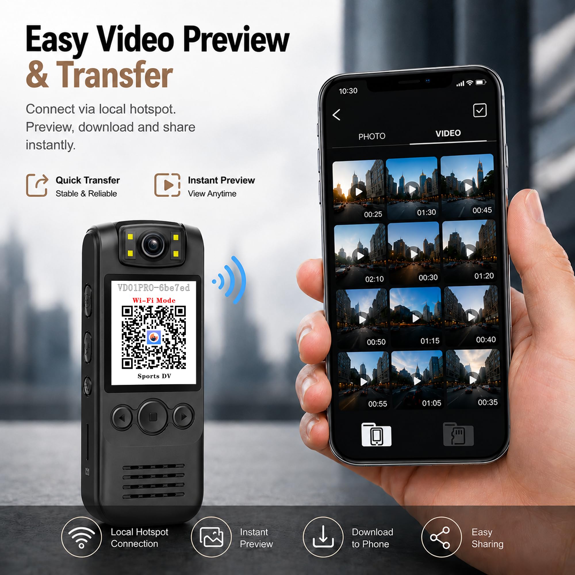 Caméra corporelle 4K avec enregistrement audio vidéo, mini caméra portable de 128 Go avec cordon magnétique, caméra corporelle pour voyage, cyclisme, sécurité au travail, police
