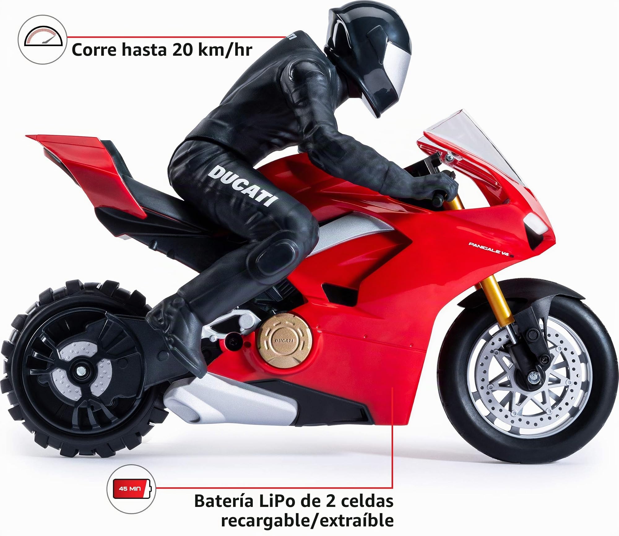 Spin Master Upriser Ducati Panigale V4 S, Moto Radiocontrol En Escala 1:6, Alcanza 20 km/H