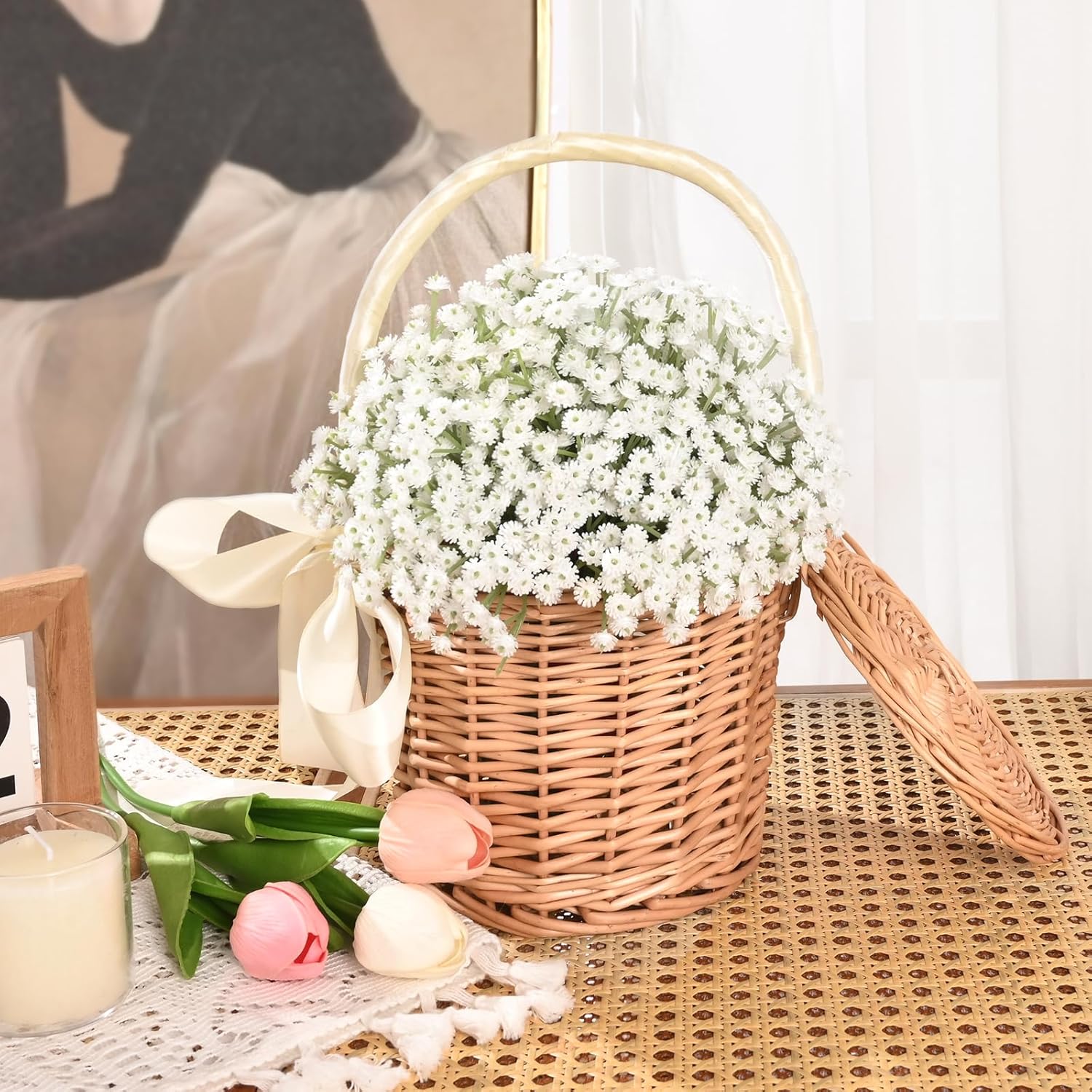 Waipfaru 36Pcs Babys Breath Artificial Flowers, 12.5 Inch Baby Breath Flowers Artificial Bulk, Real Touch White Fake Flowers, Faux Babies Breath Gypsophila for Wedding Home Decor Floral Arrangement