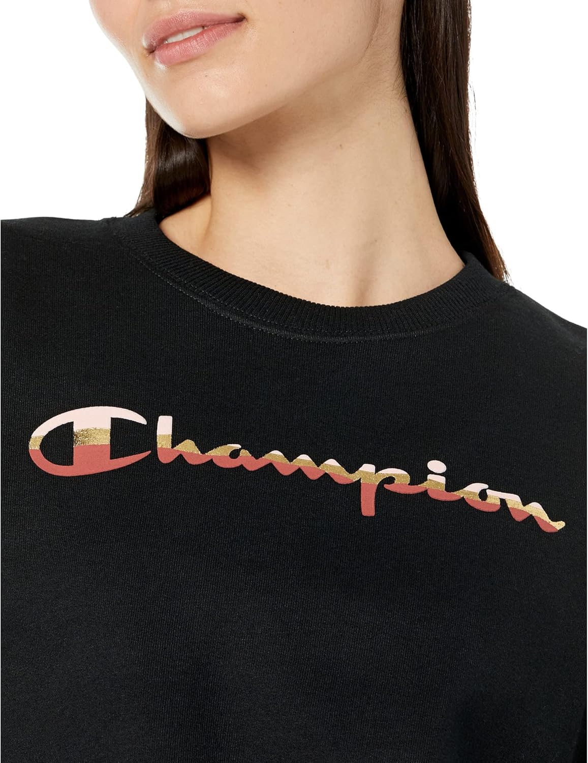 Champion Women's Powerblend Fleece Hoodie, Classic Script X-Small Black 5