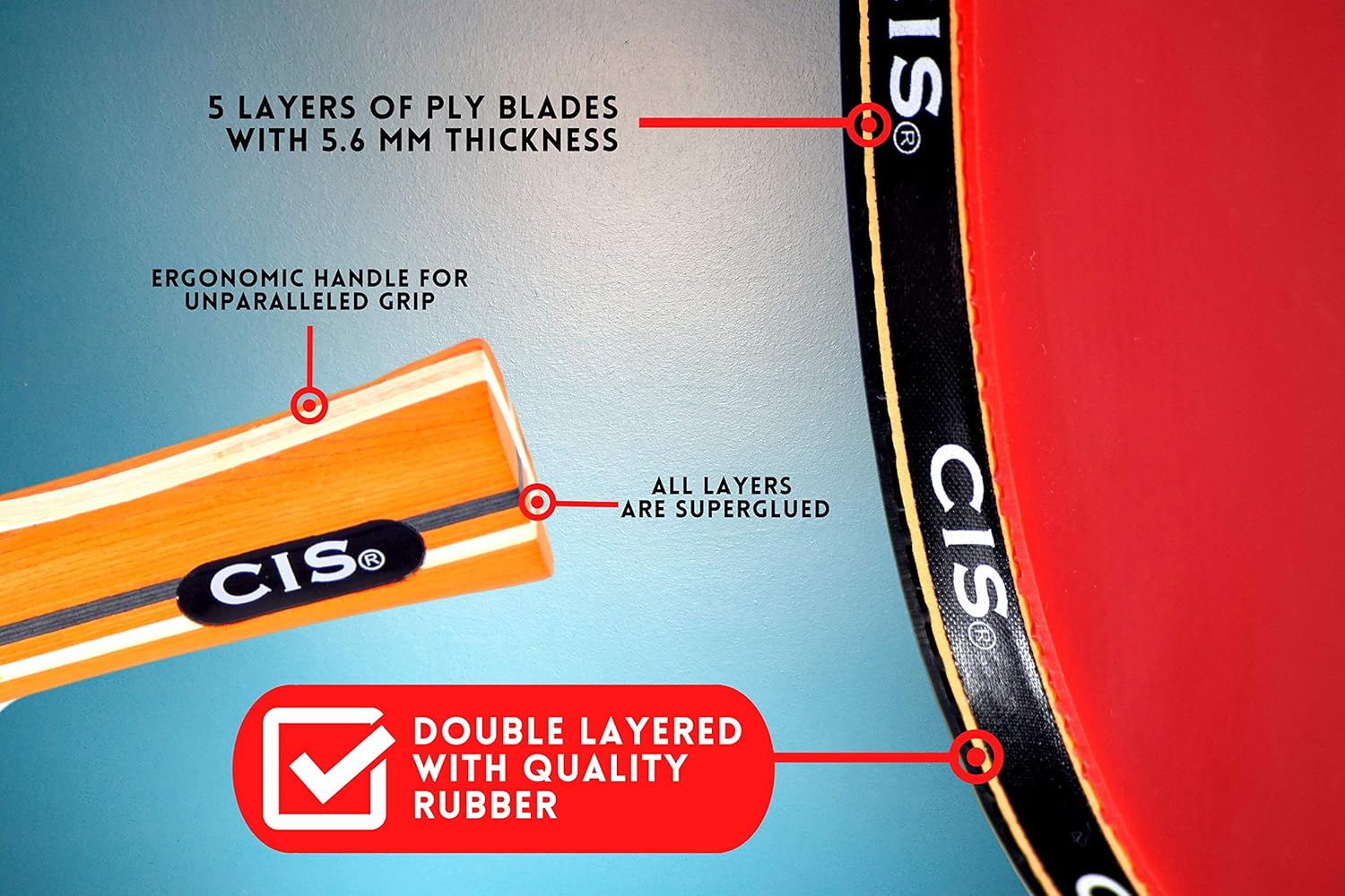 CISupply Ping Pong Paddle Set of 4. Tennis Table Rackets Set for 4 Players - Balls and Storage Case. Complete Table Tennis Set : Sports & Outdoors