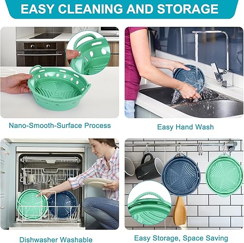 Miniatura 5 de Forros redondos de silicona para freidora de aire de 8.7 pulgadas, juego de accesorios plegables para freidora de aire, 5.8-8 cuartos de galón,