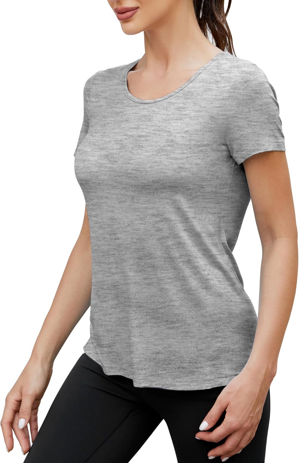 Mippo Open Back Workout Tops for Women Soft Short Sleeve Athletic Yoga Gym T Shirts - Image 2