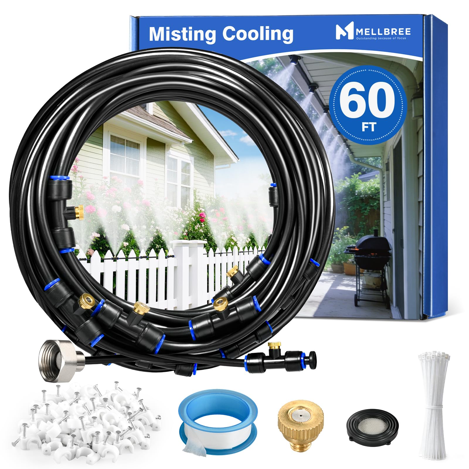 Mellbree 60FT Pre-Assembled Misting System