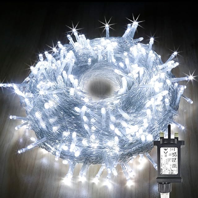 Chipark Fairy String Lights Mains Powered 12m/39ft 120LED Lights Plug in Outdoor Garden Christmas Lights Waterproof & 8 Modes for Outdoor Indoor Party Christmas Decorations(Cool White)
