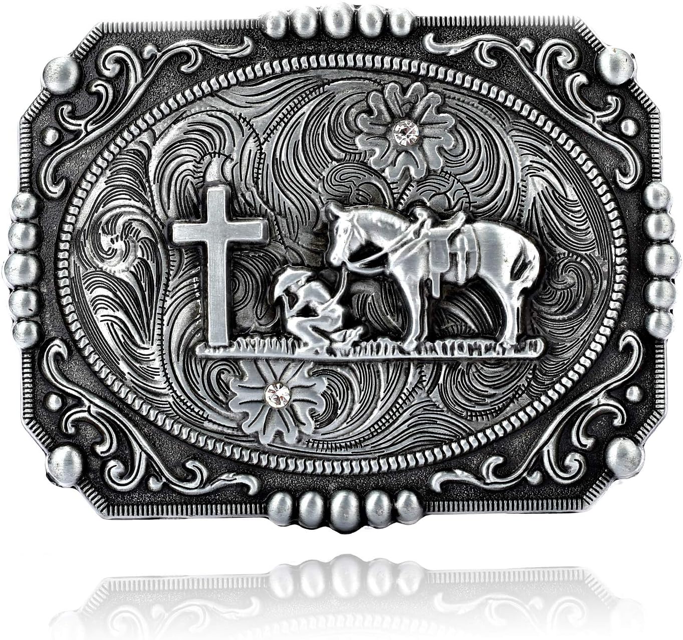 KDG Western Belt Buckle for Men - Rodeo Cowboy American Flag Belt Buckles