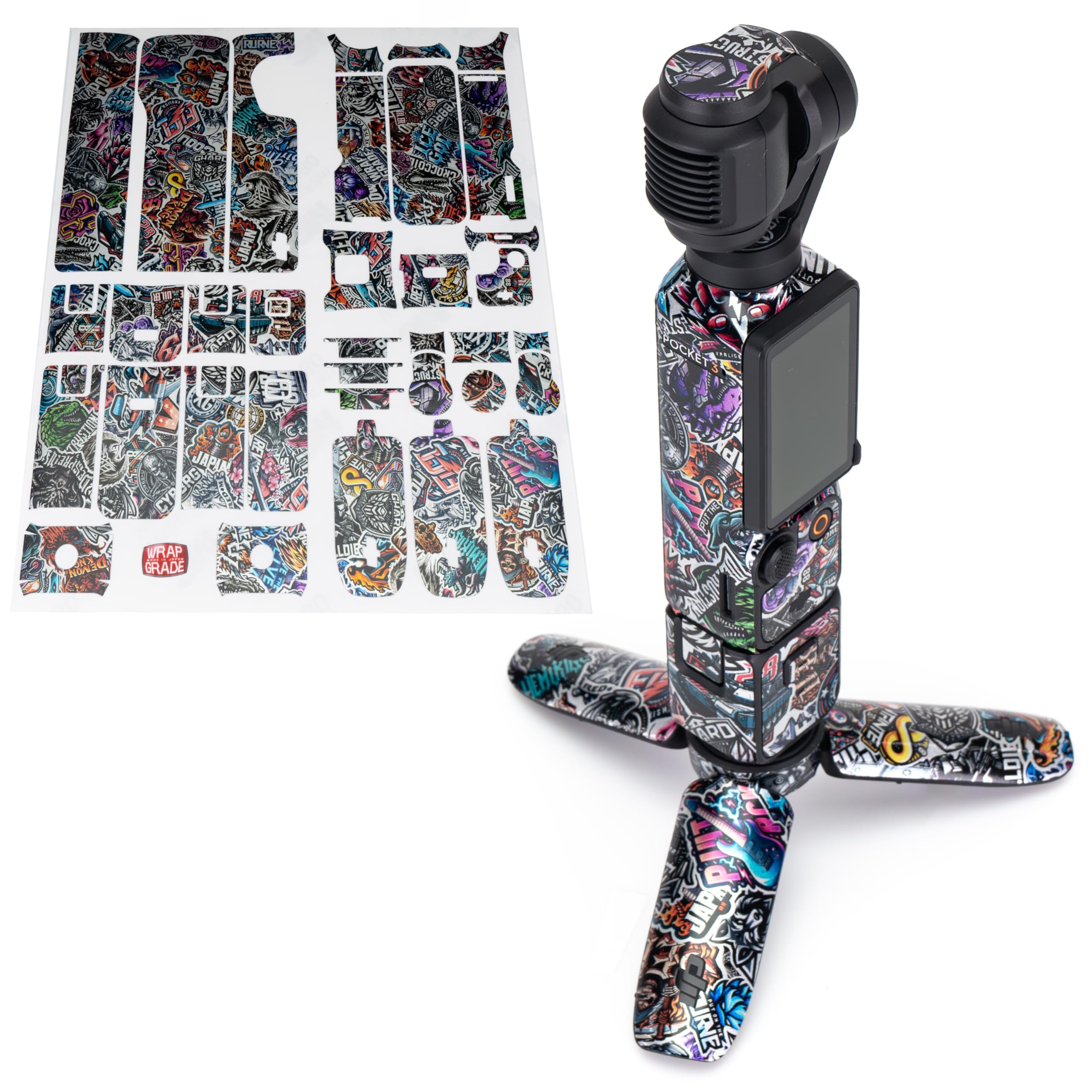 WRAPGRADE Skin Stickers Compatible with DJI Osmo Pocket 3 Decal (Metal Sticker Bomb)